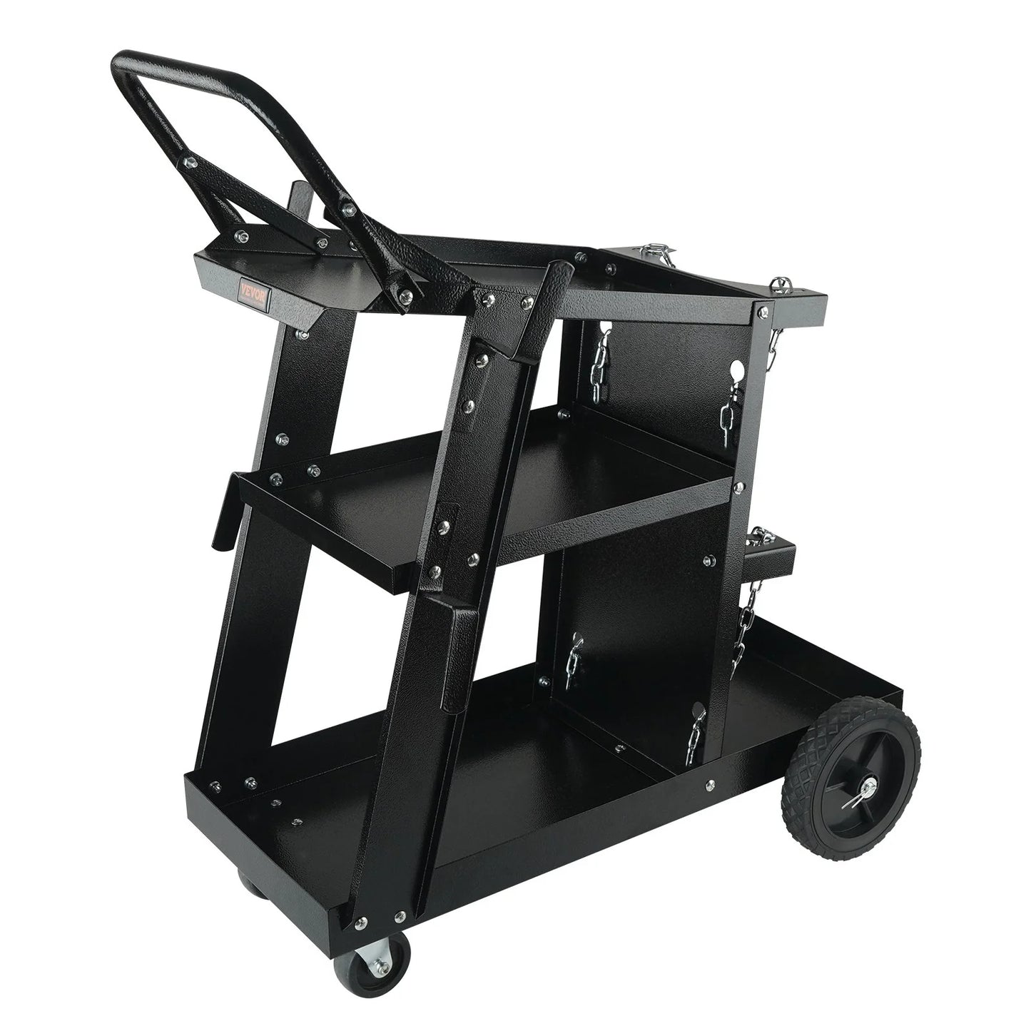 VEVOR Welding Cart, 3-Tier Welder Cart Heavy Duty with 400 Lbs Weight Capacity, 360¡Ã Swivel Wheels, Tank Storage Safety Chains, Rolling MIG Welder Cart for TIG, ARC, MMA, Plasma Cutter Welding Machine