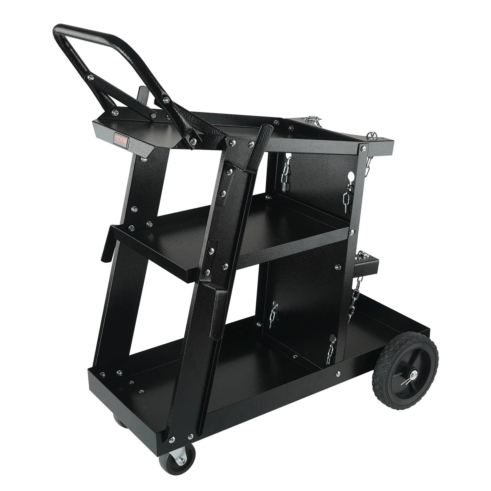 VEVOR Welding Cart, 3-Tier Welder Cart Heavy Duty with 400 Lbs Weight Capacity, 360¡Ã Swivel Wheels, Tank Storage Safety Chains, Rolling MIG Welder Cart for TIG, ARC, MMA, Plasma Cutter Welding Machine