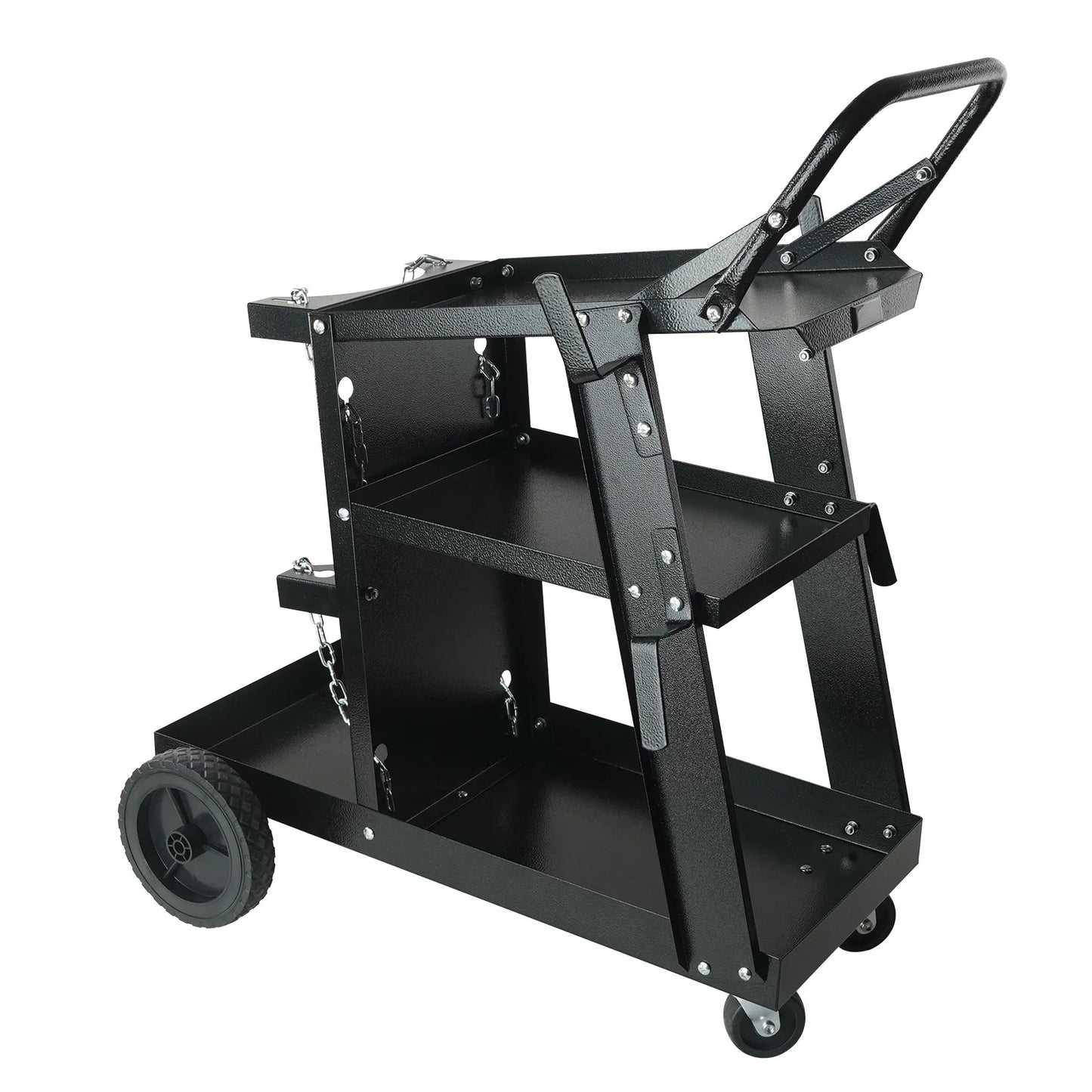 VEVOR Welding Cart, 3-Tier Welder Cart Heavy Duty with 400 Lbs Weight Capacity, 360¡Ã Swivel Wheels, Tank Storage Safety Chains, Rolling MIG Welder Cart for TIG, ARC, MMA, Plasma Cutter Welding Machine