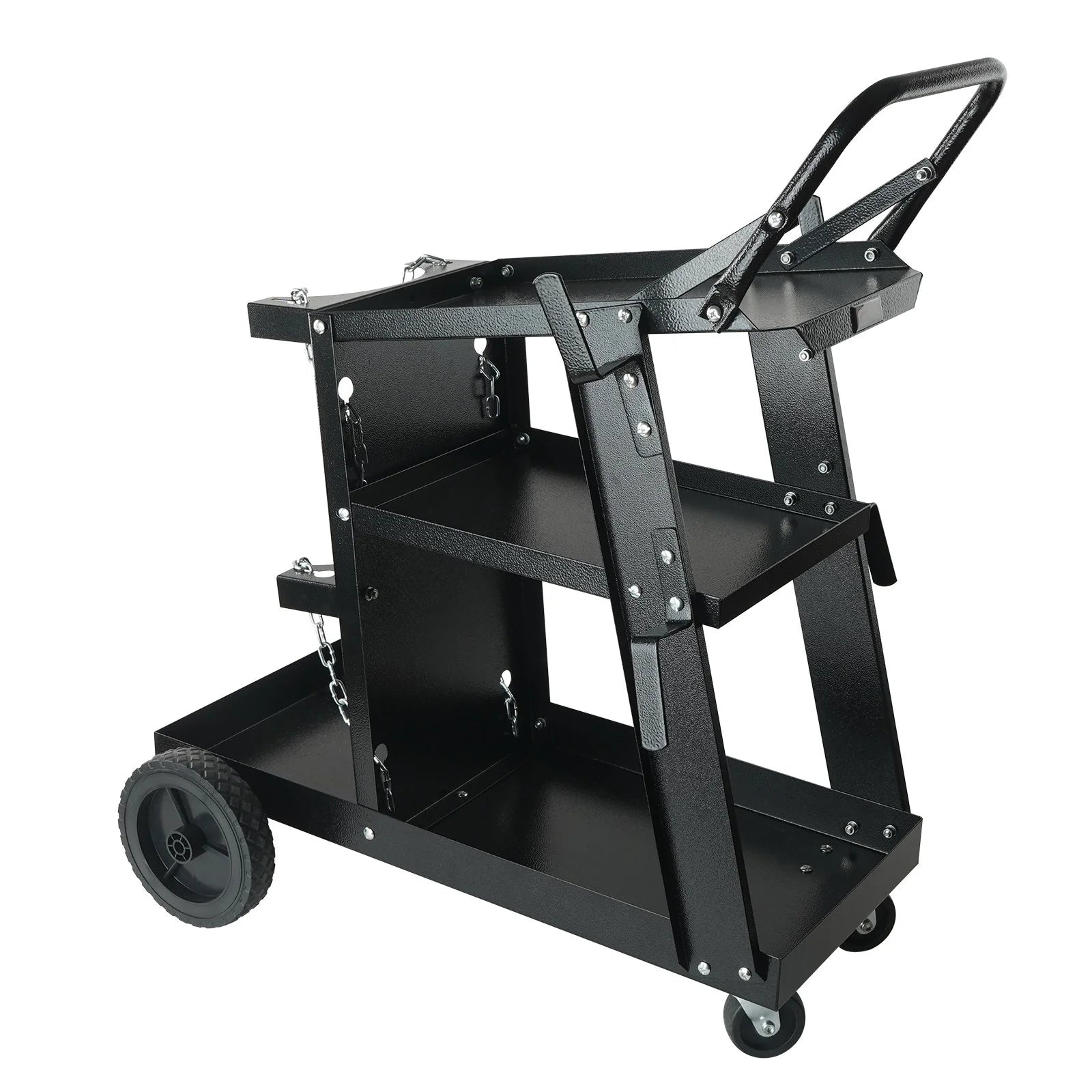 VEVOR Welding Cart, 3-Tier Welder Cart Heavy Duty with 400 Lbs Weight Capacity, 360¡Ã Swivel Wheels, Tank Storage Safety Chains, Rolling MIG Welder Cart for TIG, ARC, MMA, Plasma Cutter Welding Machine
