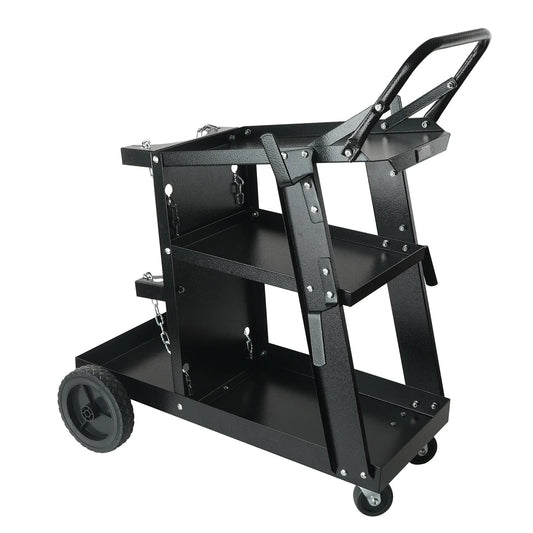 VEVOR Welding Cart, 3-Tier Welder Cart Heavy Duty with 400 Lbs Weight Capacity, 360¡Ã Swivel Wheels, Tank Storage Safety Chains, Rolling MIG Welder Cart for TIG, ARC, MMA, Plasma Cutter Welding Machine