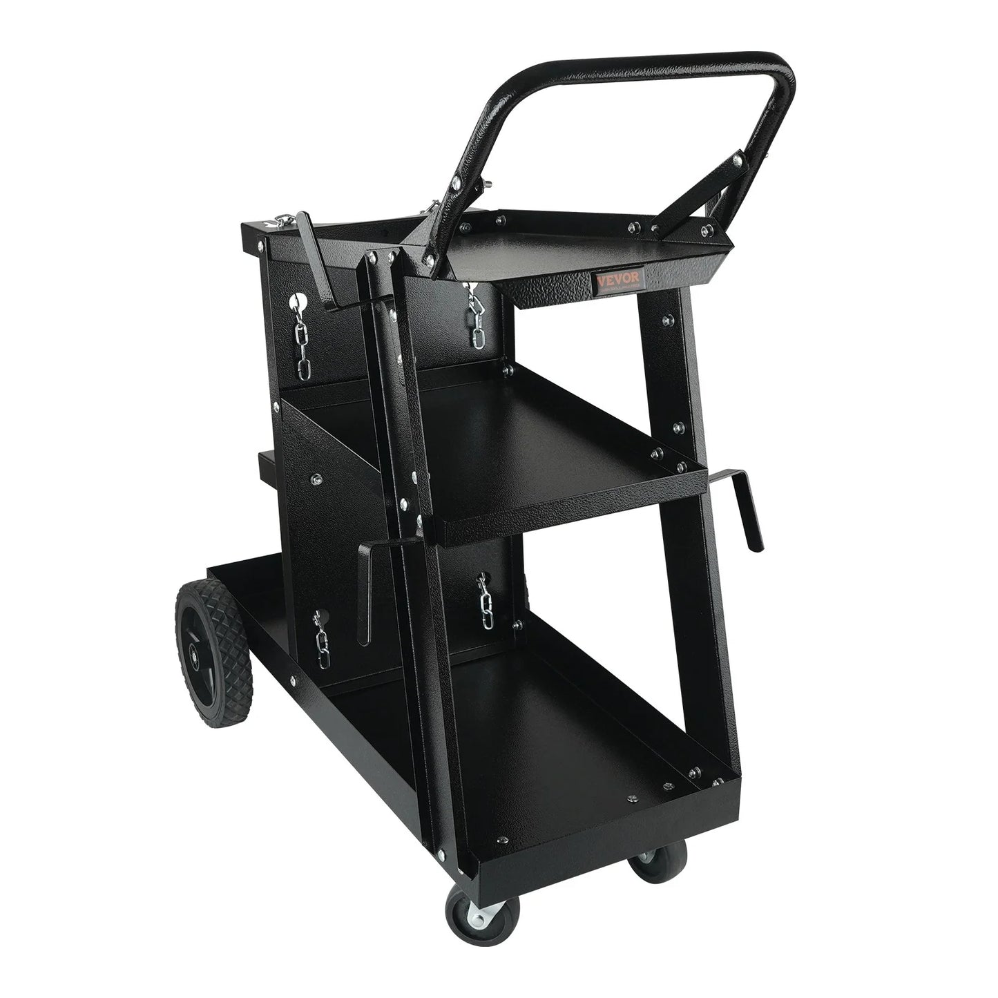 VEVOR Welding Cart, 3-Tier Welder Cart Heavy Duty with 400 Lbs Weight Capacity, 360¡Ã Swivel Wheels, Tank Storage Safety Chains, Rolling MIG Welder Cart for TIG, ARC, MMA, Plasma Cutter Welding Machine