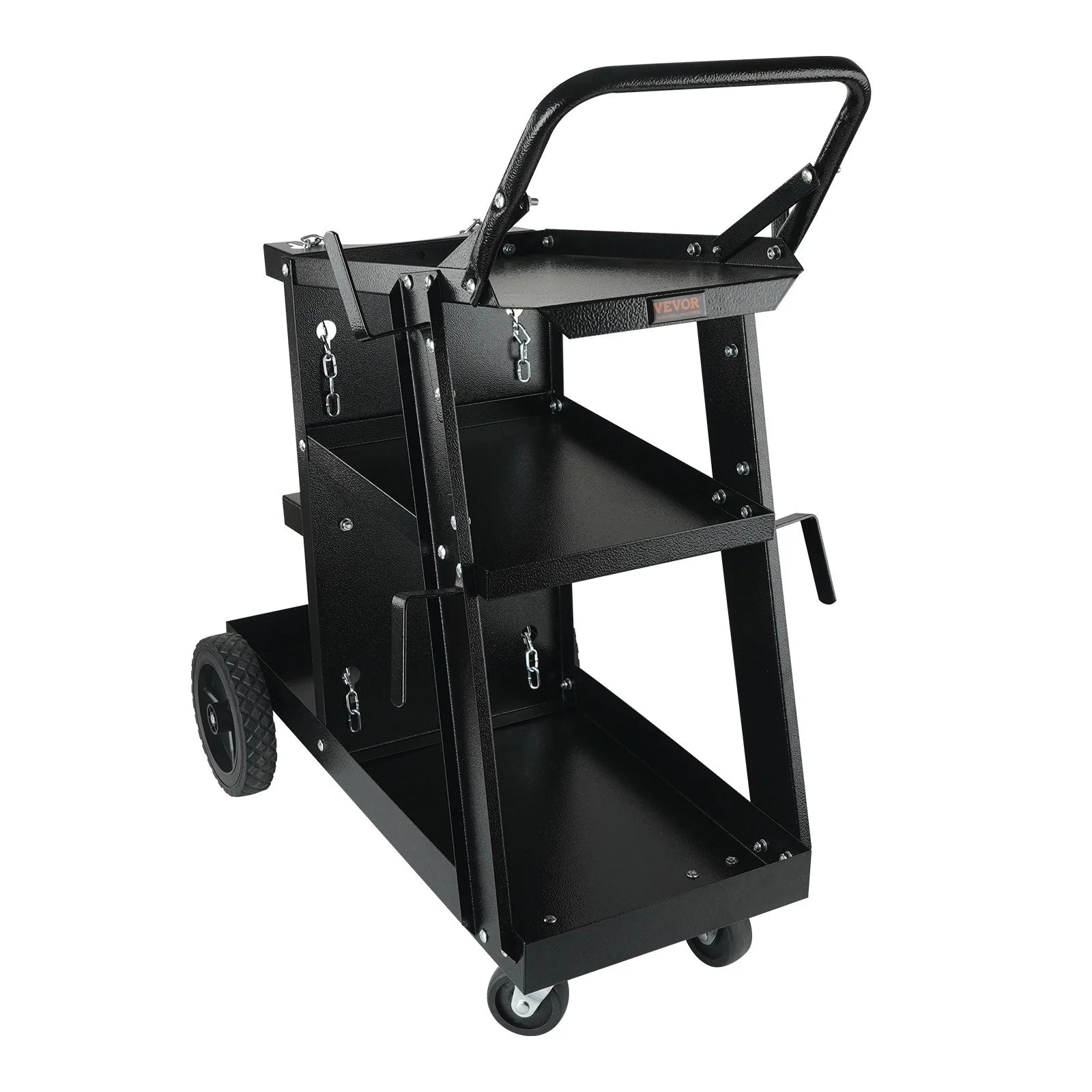 VEVOR Welding Cart, 3-Tier Welder Cart Heavy Duty with 400 Lbs Weight Capacity, 360¡Ã Swivel Wheels, Tank Storage Safety Chains, Rolling MIG Welder Cart for TIG, ARC, MMA, Plasma Cutter Welding Machine